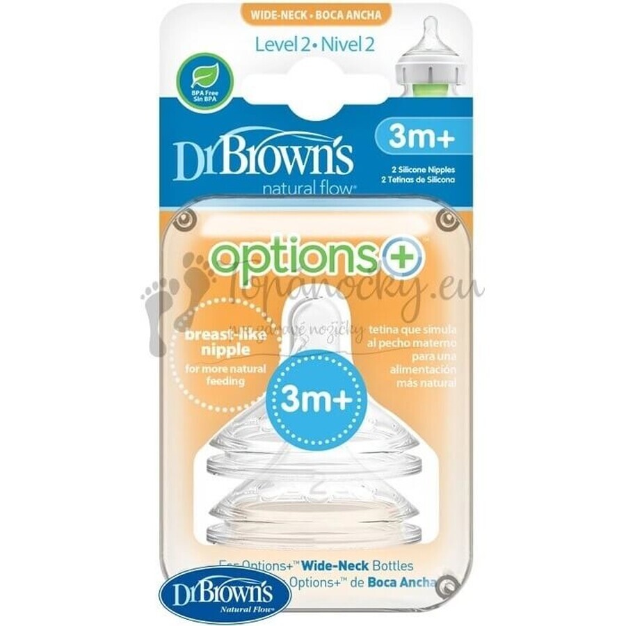 Dr.BROWN'S OPTIONS+ LEVEL 2 1×2, wide neck, silicone, 3M+