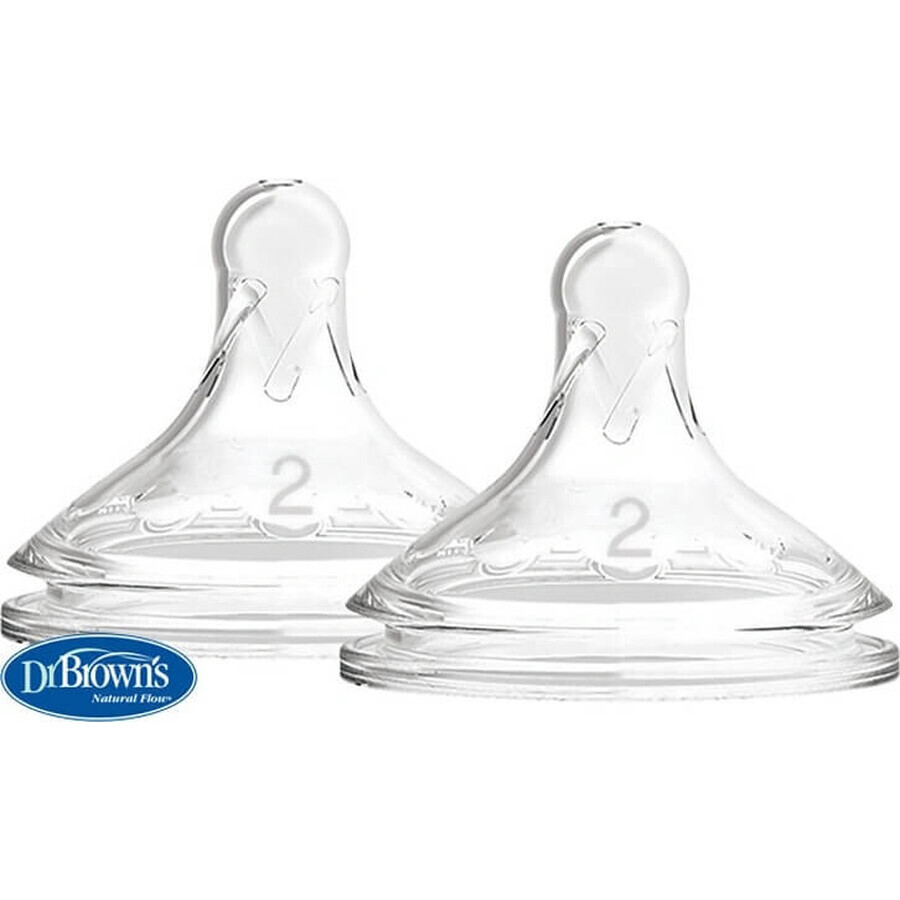 Dr.BROWN'S OPTIONS+ LEVEL 2 1×2, wide neck, silicone, 3M+