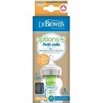 Dr.BROWN'S BABY BOTTLE OPTIONS+ 150 ml 1×1 pc, with wide neck, 0M+, anti-colic, glass, white