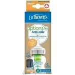 Dr.BROWN'S BABY BOTTLE OPTIONS+ 150 ml 1×1 pc, with wide neck, 0M+, anti-colic, glass, white