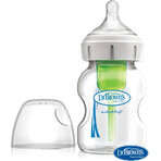 Dr.BROWN'S BABY BOTTLE OPTIONS+ 150 ml 1×1 pc, with wide neck, 0M+, anti-colic, glass, white