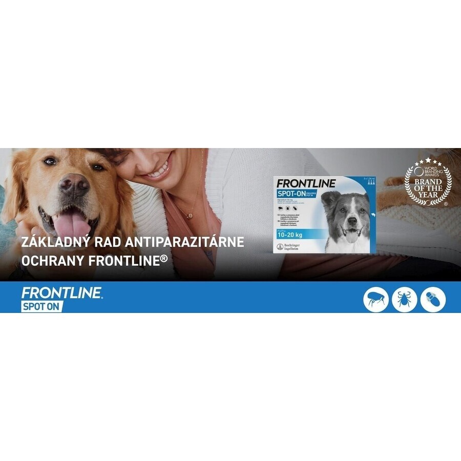 FRONTLINE spot-on for DOG M 3 x 1,34 ml 3x1,34 ml, Lösung für Hunde