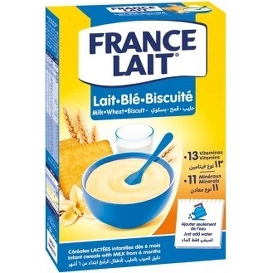 FRANCE LAIT wheat por porridge with milk, biscuits 1×250g, milk porridge: ceny i cechy