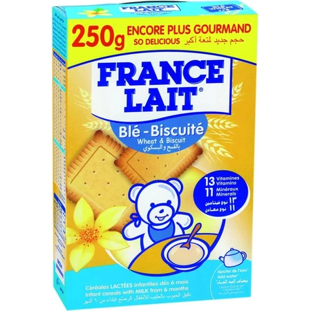 FRANCE LAIT wheat por porridge with milk, biscuits 1×250g, milk porridge: ceny i cechy