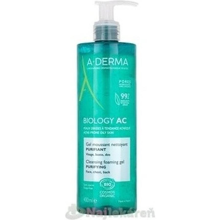 A-DERMA BIOLOGY AC Gel spumant de curățare pentru ten cu tendință acneică 1×400 ml gel, gel de curățare pentru ten