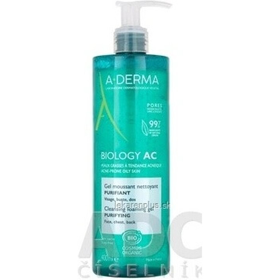 A-DERMA BIOLOGY AC Gel spumant de curățare pentru ten cu tendință acneică 1×400 ml gel, gel de curățare pentru ten