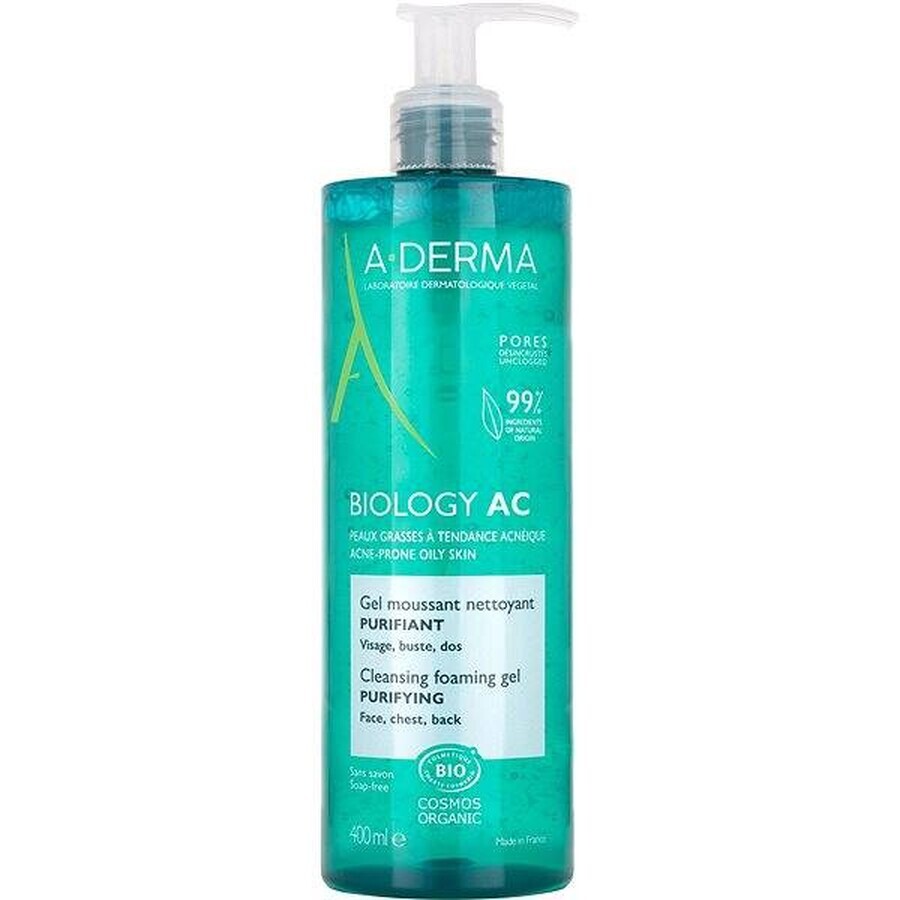 A-DERMA BIOLOGY AC Gel spumant de curățare pentru ten cu tendință acneică 1×400 ml gel, gel de curățare pentru ten