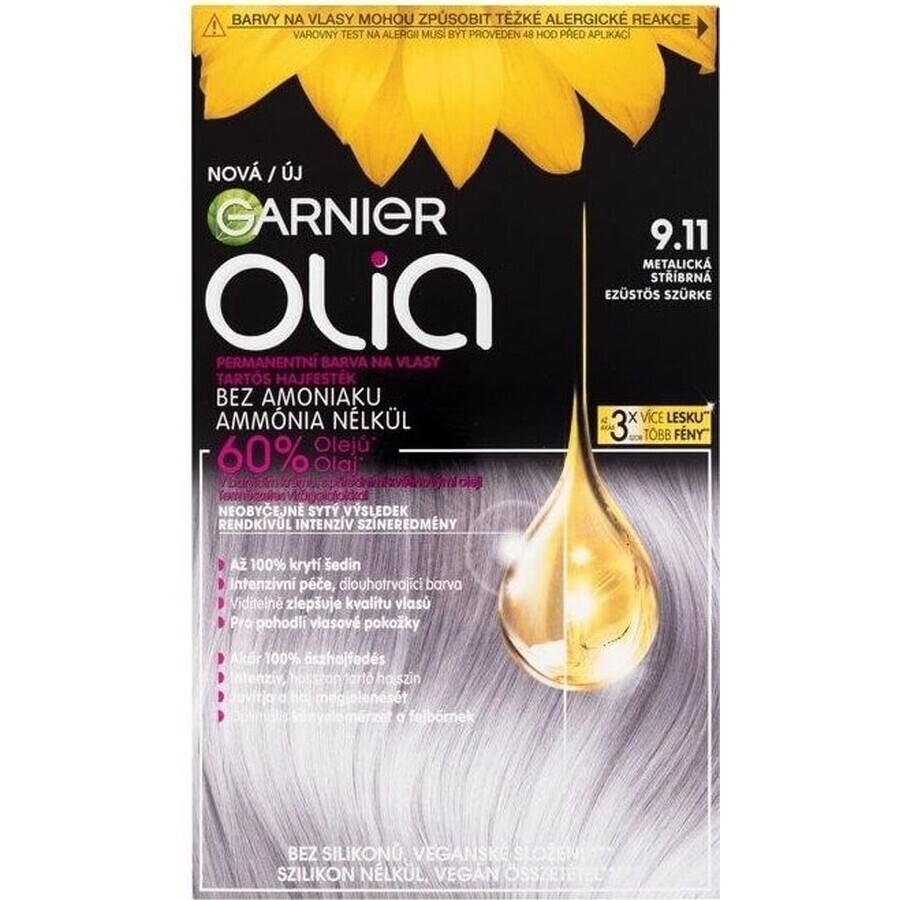 Garnier Olia permanent culoare de păr 9.11 argint metalic 1×1 set, permanent culoare de păr