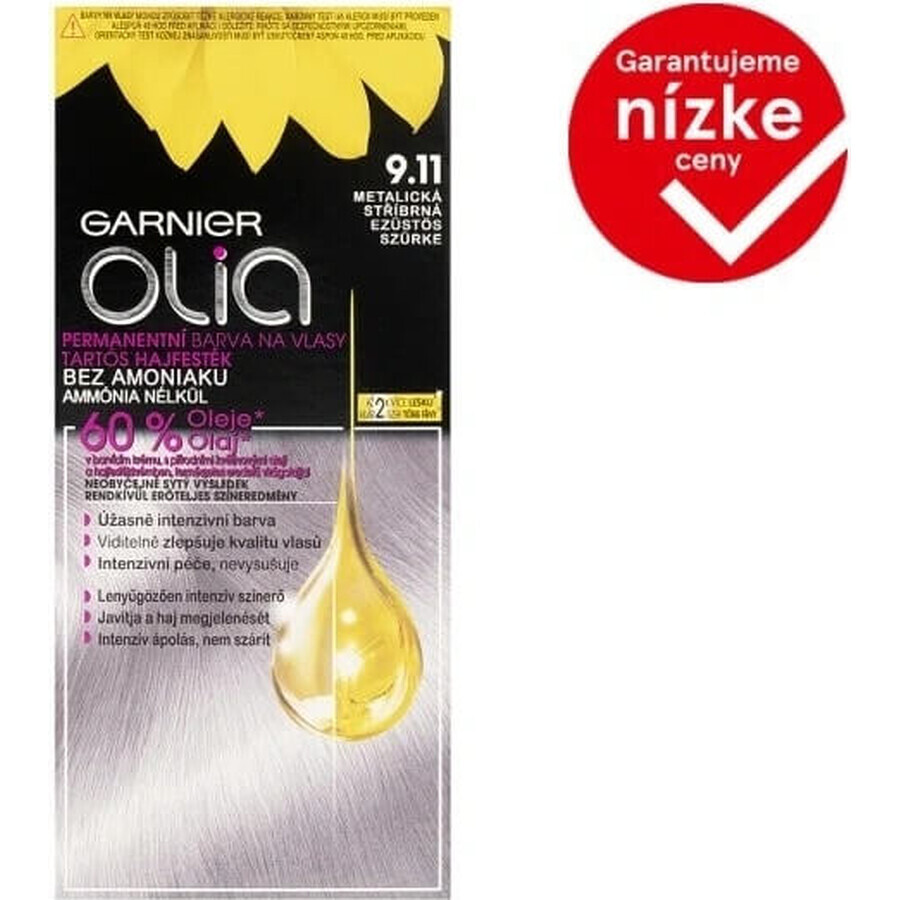 Garnier Olia permanent culoare de păr 9.11 argint metalic 1×1 set, permanent culoare de păr