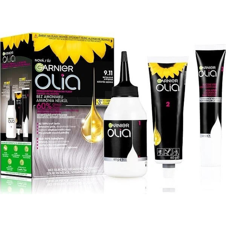 Garnier Olia permanent culoare de păr 9.11 argint metalic 1×1 set, permanent culoare de păr