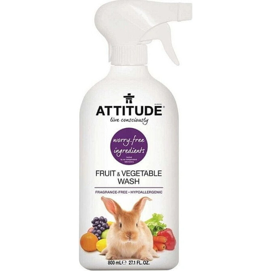 ATTITUDE Unparfümiertes Obst- und Gemüsewaschmittel Spray 1×800 ml , Obstwaschmittel