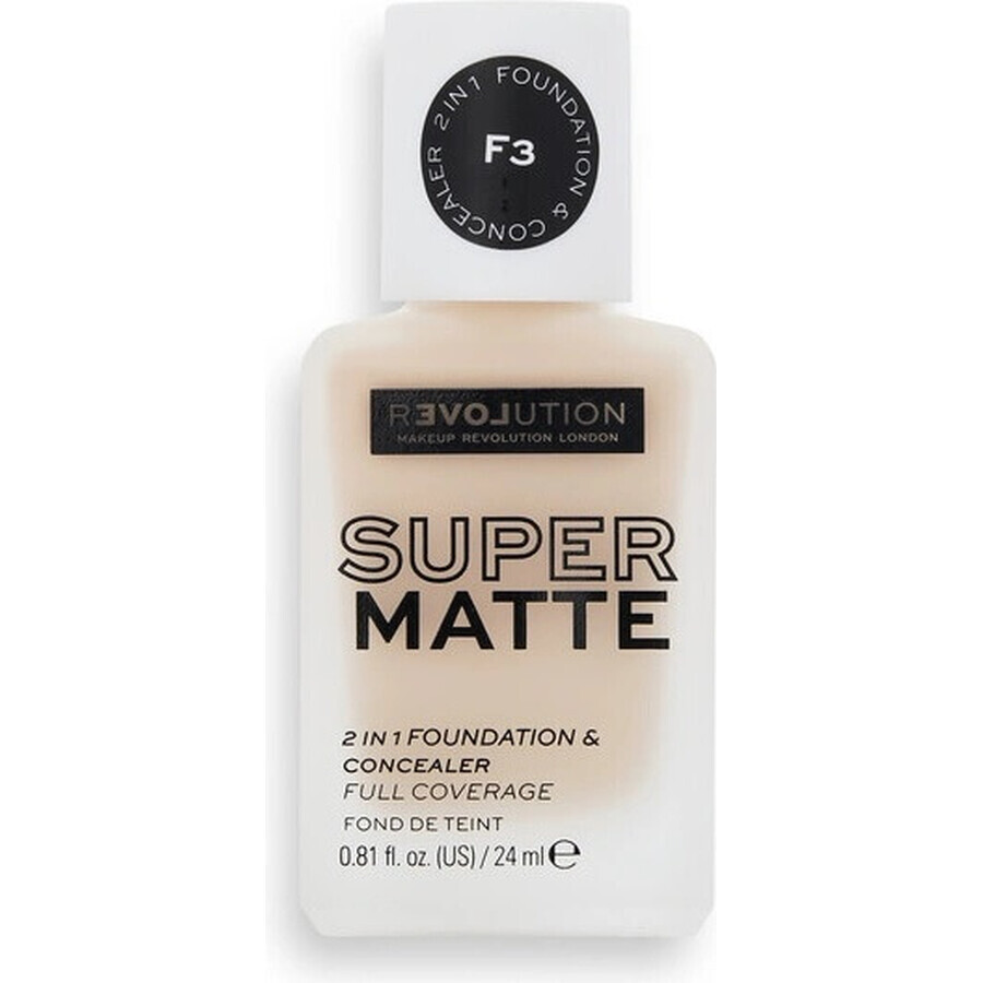 Revolution Relove, Foundation Supermatte F3, makeup 1×24 ml, makeup