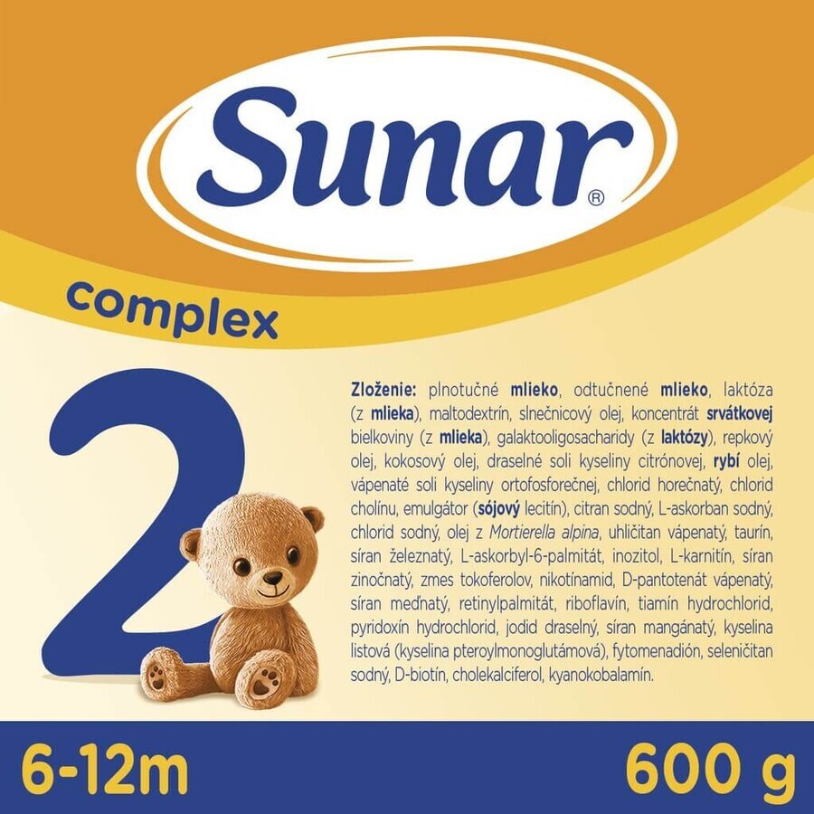 Sunar Complex 2 6×600 g, lait infantile, à partir de 6 mois