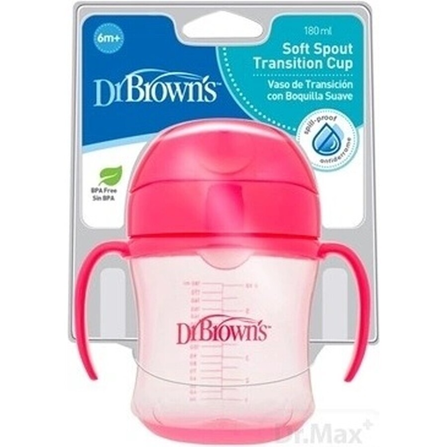 Dr.Brown's Soft Mug 180 ml A partir de 6 meses rosa 1×1 ud, taza rosa, 6m+