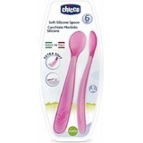 CHICCO Silikonlöffel 2 Stück rosa 6m+ 1×1 Stück, 2 Stück rosa 6m+ 1×1 Stück, sanft für Babys Zahnfleisch