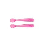 CHICCO Silikonlöffel 2 Stück rosa 6m+ 1×1 Stück, 2 Stück rosa 6m+ 1×1 Stück, sanft für Babys Zahnfleisch