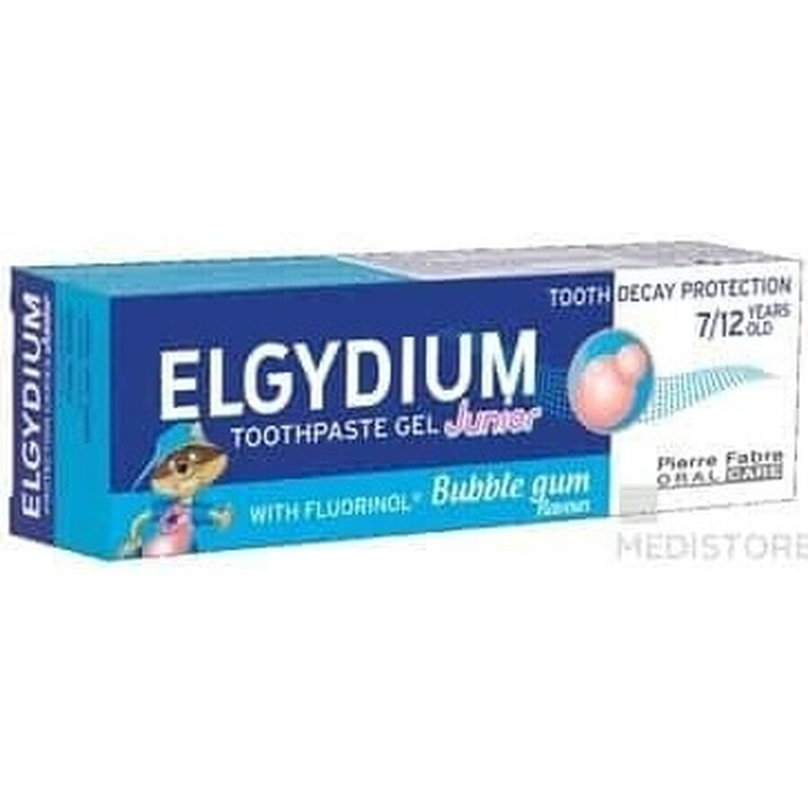 ELGYDIUM JUNIOR fluorinol gel tandpasta voor kinderen (7-12 jaar) met kauwgomsmaak 1x50 ml