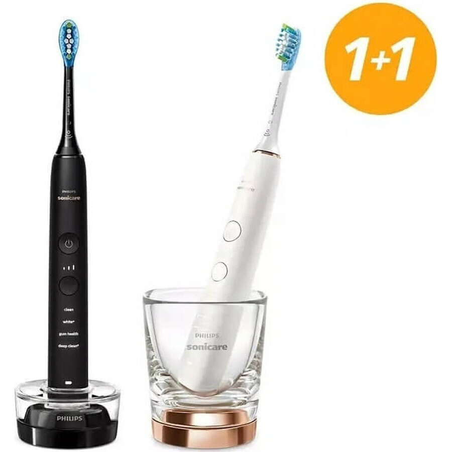 Philips Sonicare 9000 DiamondClean HX9914/57 1+1 2 x 2 pz spazzolini elettrici sonici 1×2, spazzolino sonico