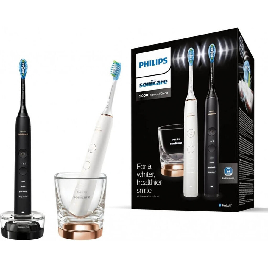 Philips Sonicare 9000 DiamondClean HX9914/57 1+1 2 x 2 pz spazzolini elettrici sonici 1×2, spazzolino sonico