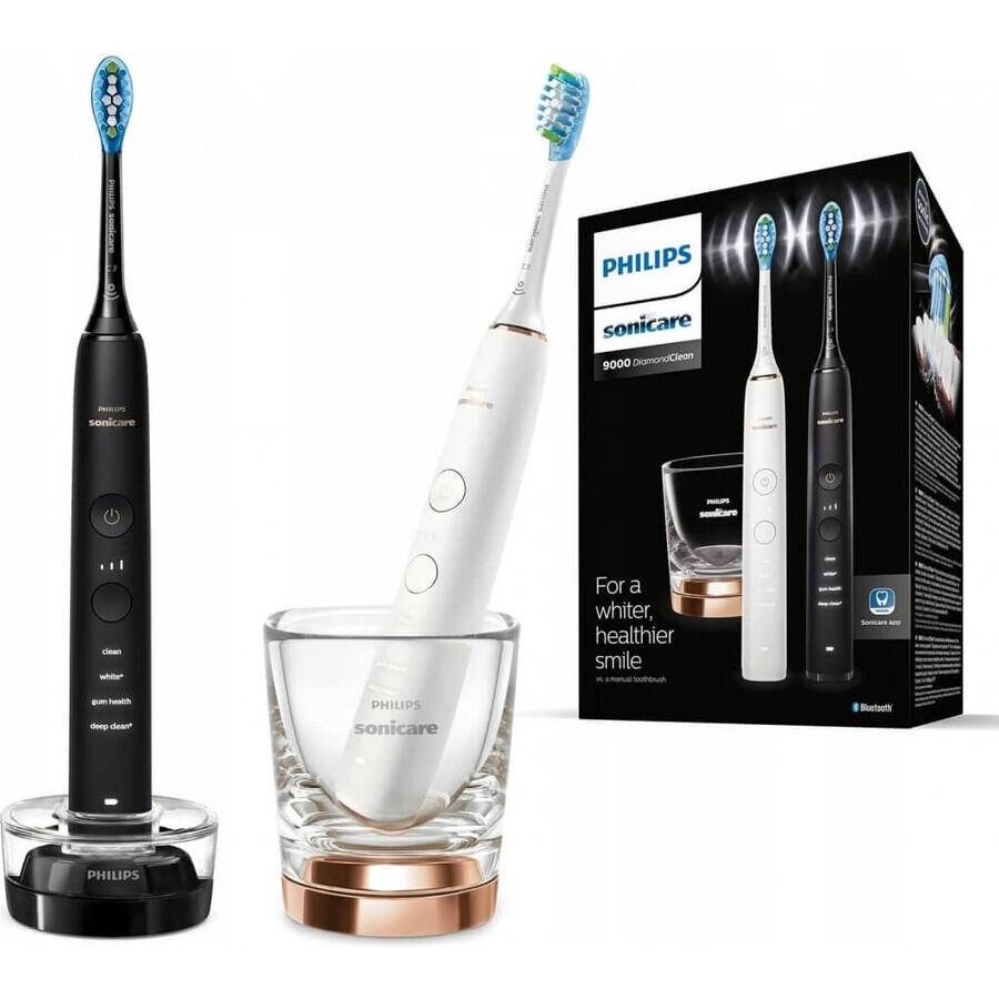 Philips Sonicare 9000 DiamondClean HX9914/57 1+1 2 x 2 pz spazzolini elettrici sonici 1×2, spazzolino sonico