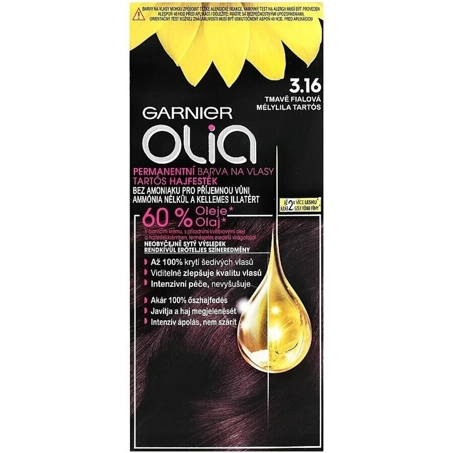 Garnier Olia coloración permanente 3.16 Morado Oscuro 1×1, coloración permanente