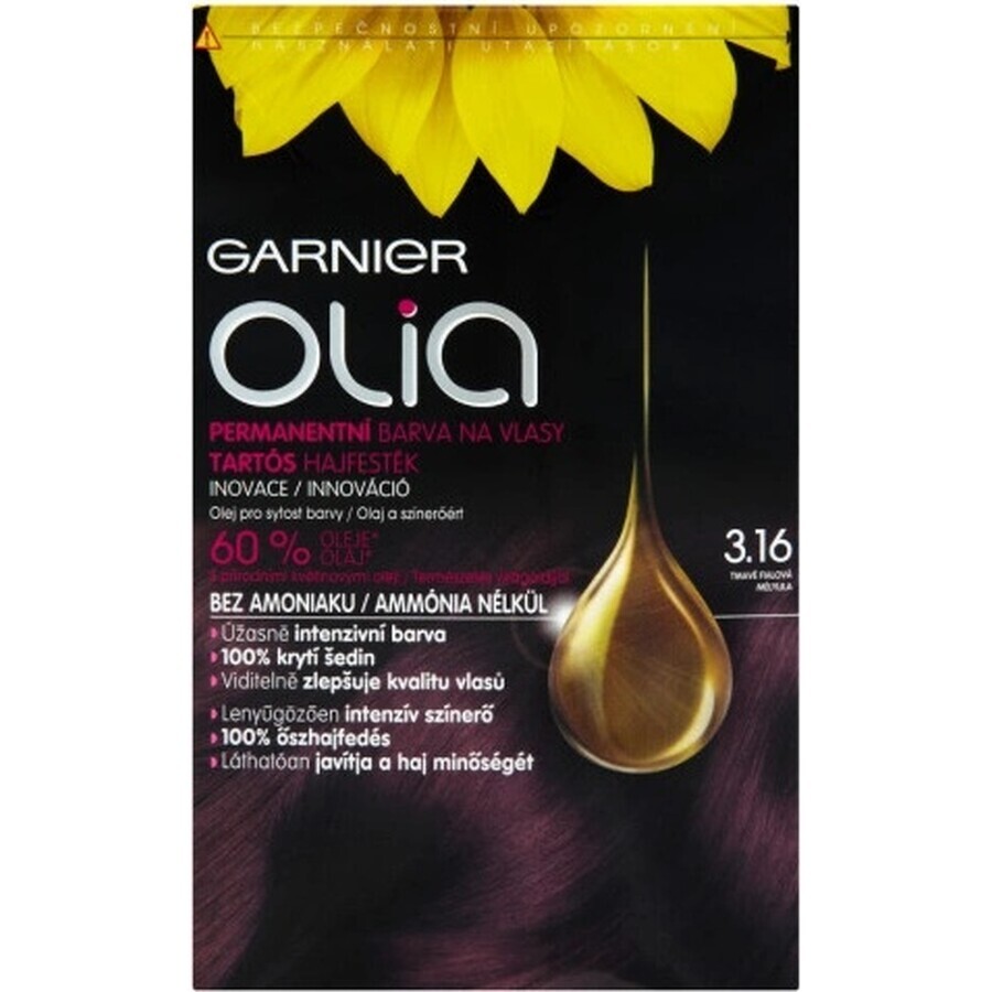 Garnier Olia coloración permanente 3.16 Morado Oscuro 1×1, coloración permanente