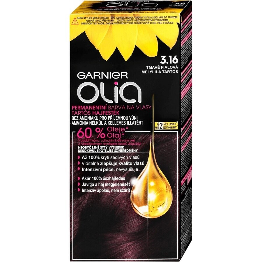 Garnier Olia coloración permanente 3.16 Morado Oscuro 1×1, coloración permanente