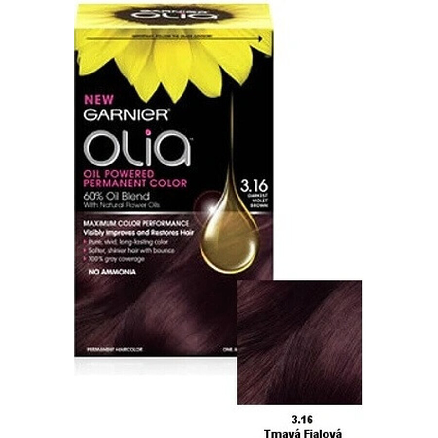 Garnier Olia coloración permanente 3.16 Morado Oscuro 1×1, coloración permanente