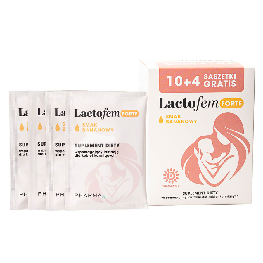 Lactofem Forte, Bananengeschmack, 10 Portionsbeutel + 4 Portionsbeutel gratis