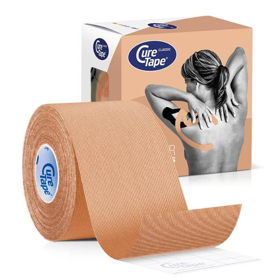 CureTape Classic, bande kinésiologique, beige, 5 cm x 5 m, 1 pièc