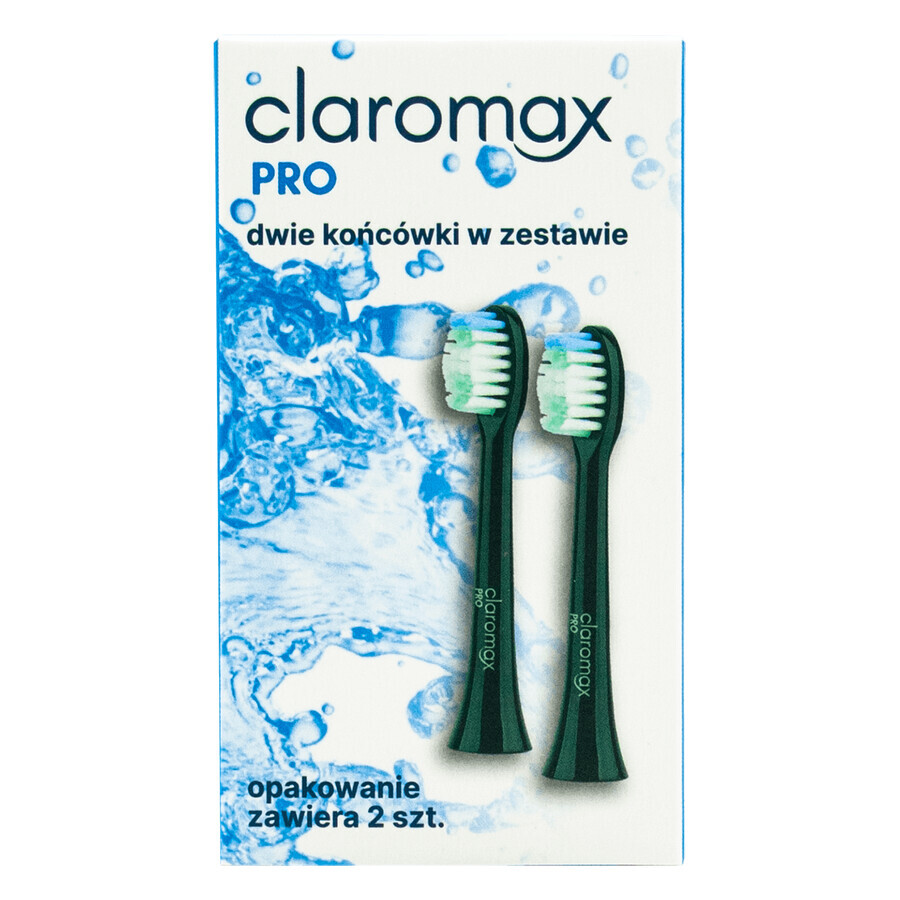 Claromax Pro, replacement tips for sonic toothbrush, 2 pieces