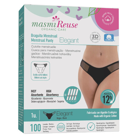 Masmi Elegant, menstrual briefs, organic cotton, size M, 94-102 cm, 1 pc