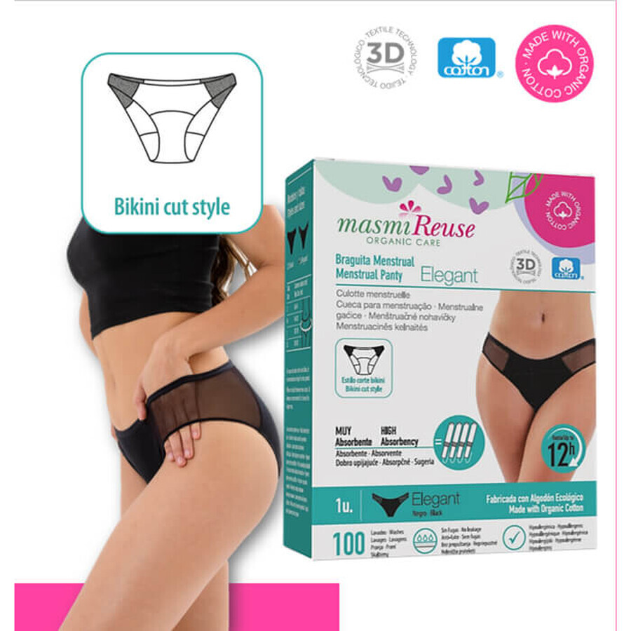 Masmi Elegant, menstrual briefs, organic cotton, size M, 94-102 cm, 1 pc