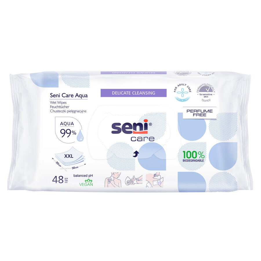 Seni Care Aqua, salviettine umidificate, per la cura, XXL, 48 pezzi