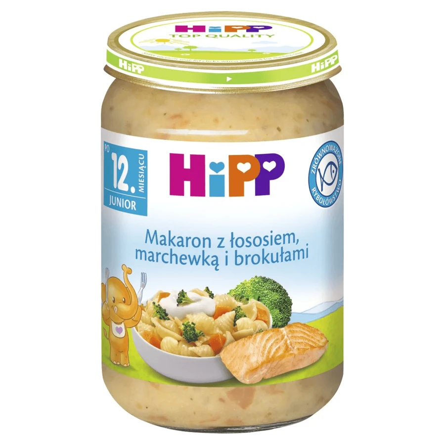 HiPP Junior Dish, pâtes au saumon, carottes et brocolis, après 12 mois, 250 g