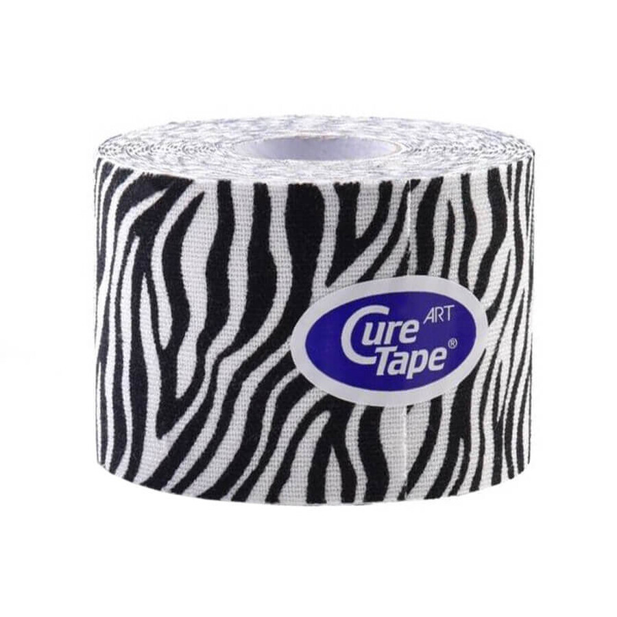 CureTape Art Zebra Negro, cinta kinesiológica, 5 cm x 5 m, 1 ud.