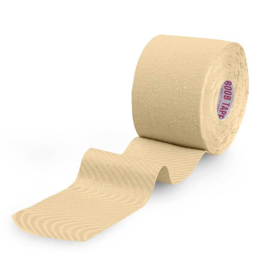 CureTape Boob Tape, cinta elástica para modelar y sujetar el busto con pezones, beige, 5 cm x 5 m, 1 ud.