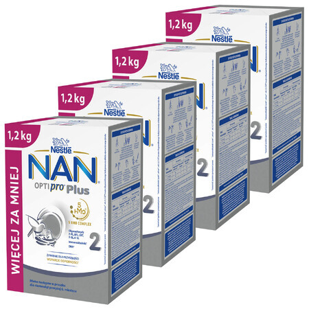 Nestle NAN Optipro Plus 2 5HMO, Folgemilch für Säuglinge ab 6 Monaten, 4 x 1,2 kg