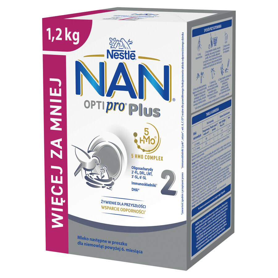 Nestle NAN Optipro Plus 2 5HMO, Folgemilch für Säuglinge ab 6 Monaten, 4 x 1,2 kg