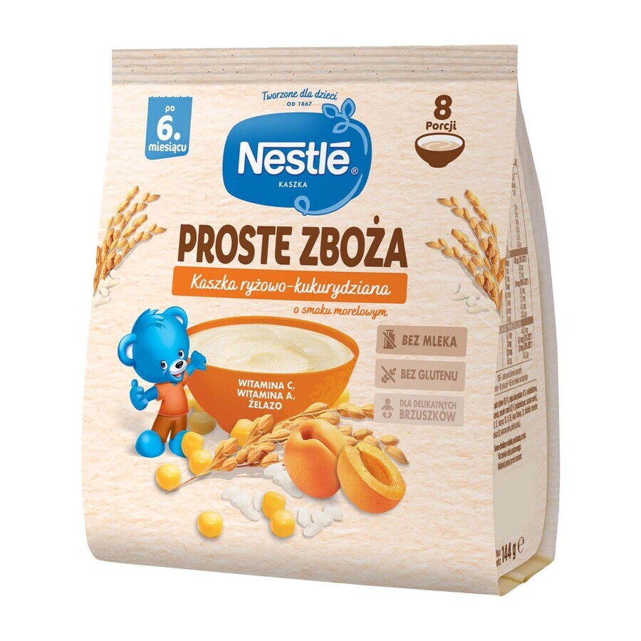 Nestle Simple Cereals Porridge de riz et de maïs, abricots, sans lait, après 6 mois, 144 g