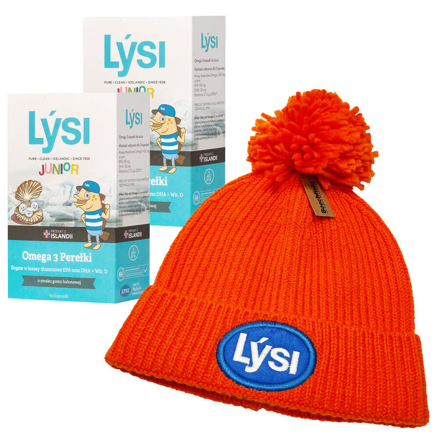 Set Lysi Omega 3 Pearls, Geschmacksrichtung Kaugummi, 2 x 60 Kaukapseln + Gratis-Kappe