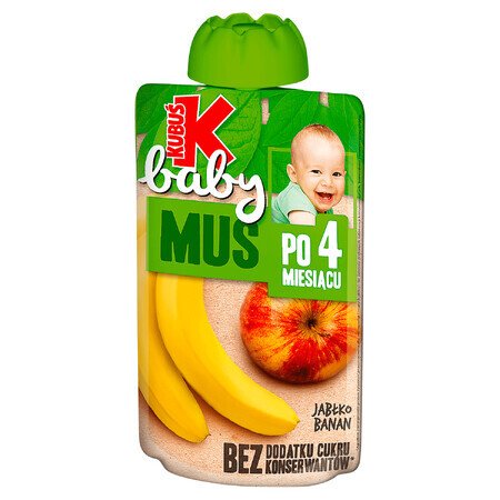 Kubuś Baby Mousse in een tube, appel, banaan, na 4 maanden, 100 g