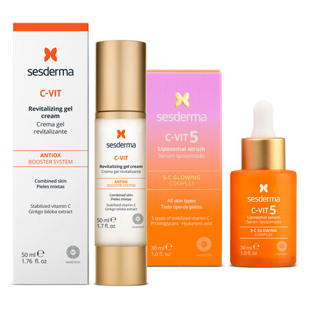 Set Sesderma C-Vit 5, liposomizing facial serum, 30 ml + C-Vit, revitalizing face gel-cream, 50 ml for 1 penny