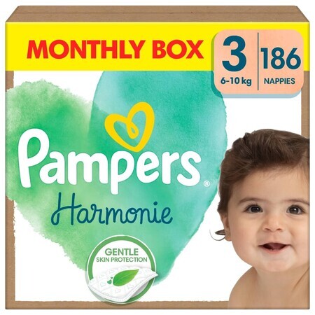 Pampers Harmonie, pannolini, taglia 3, 6-10 kg, 186 pz.