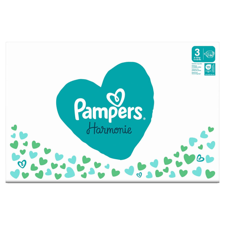 Pampers Harmonie, pannolini, taglia 3, 6-10 kg, 186 pz.