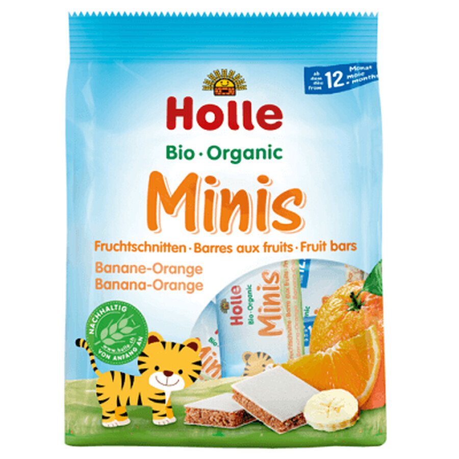 Bio Banane und Orange Minis Fruchtriegel, +12 Monate, 8x 12,5g, Holle Babynahrung