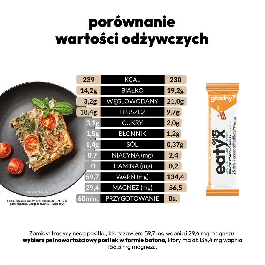 OSHEE Eatyx, baton de masă, tort de morcovi, 60 g