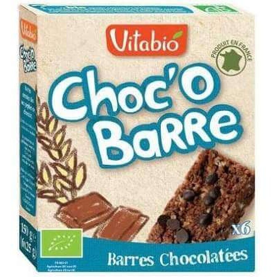 Batoane de cereale organice cu bucăți de ciocolată, 6x25 g, VitaBio
