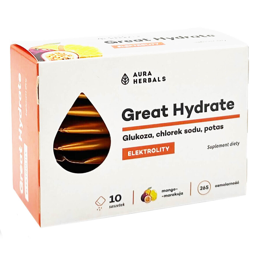 Aura Herbals Great Hydrate, Mango-Maracuja, 10 Portionsbeutel