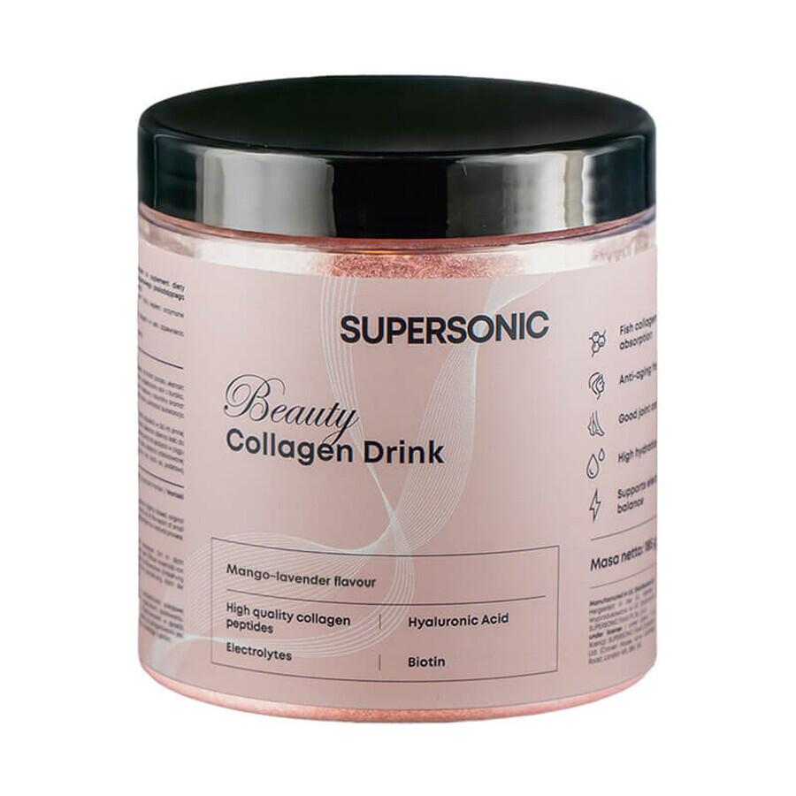 Set di bevande al collagene Supersonic Beauty, gusto mango, 2 x 185 g